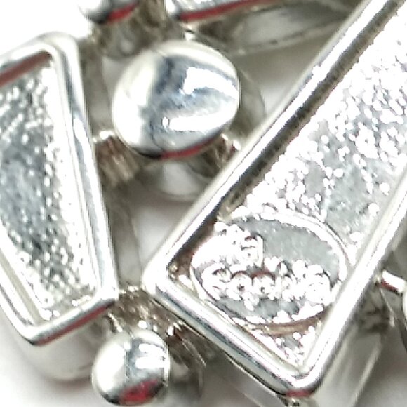 Lia Sophia Pendant Necklace Abstract Mother of Pearl Crystal Silver Tone Signed - Picture 10 of 14